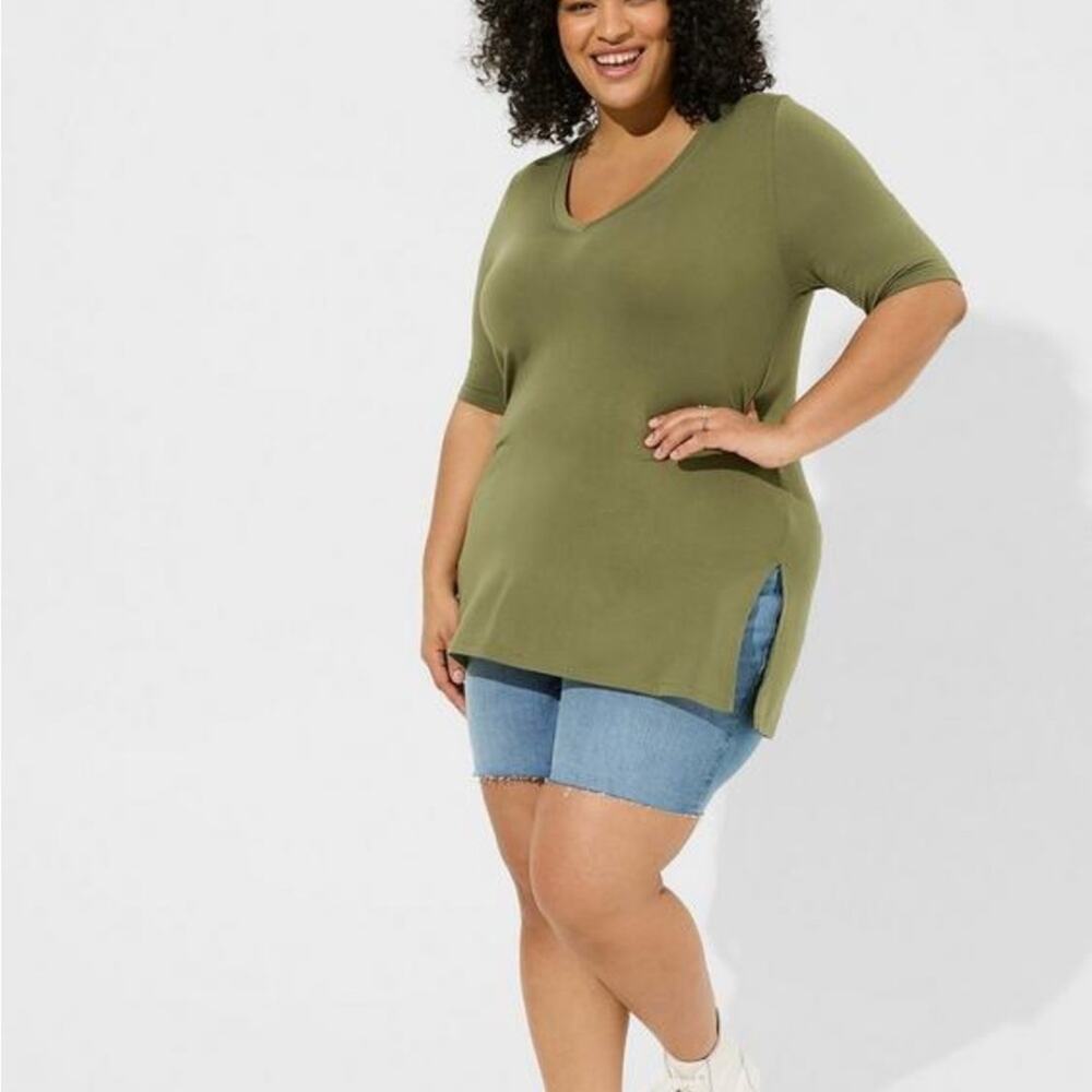 Torrid Olivine Favorite Tunic Super Soft V-Neck Tee